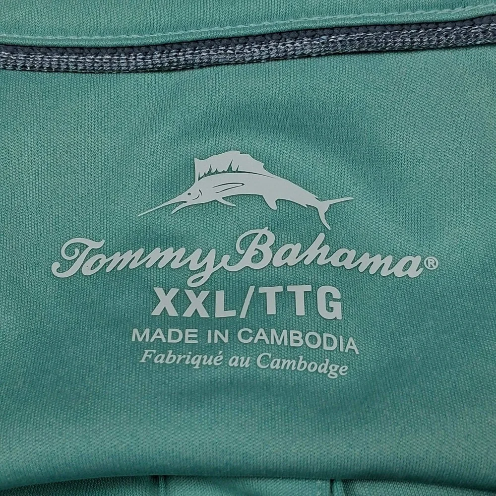 Tommy Bahama Mens XXL Seafoam Green Recycled Polyester Marlin Logo Polo Shirt‎